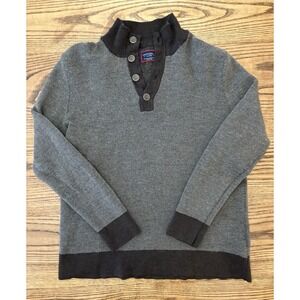 UNTUCKit Men's XL (Fits Medium) Brown Merino Wool Button-Neck Knit Sweater